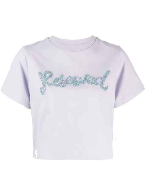 izzue Reserved beaded cropped T-shirt