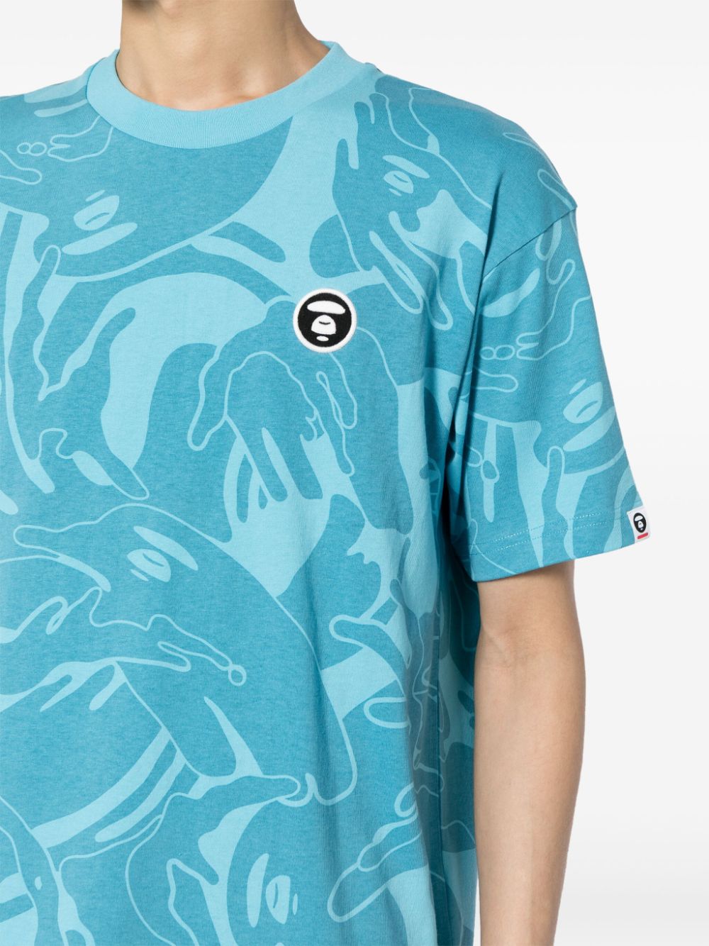 Shop Aape By A Bathing Ape Camouflage-print Milo Cotton T-shirt In Blau