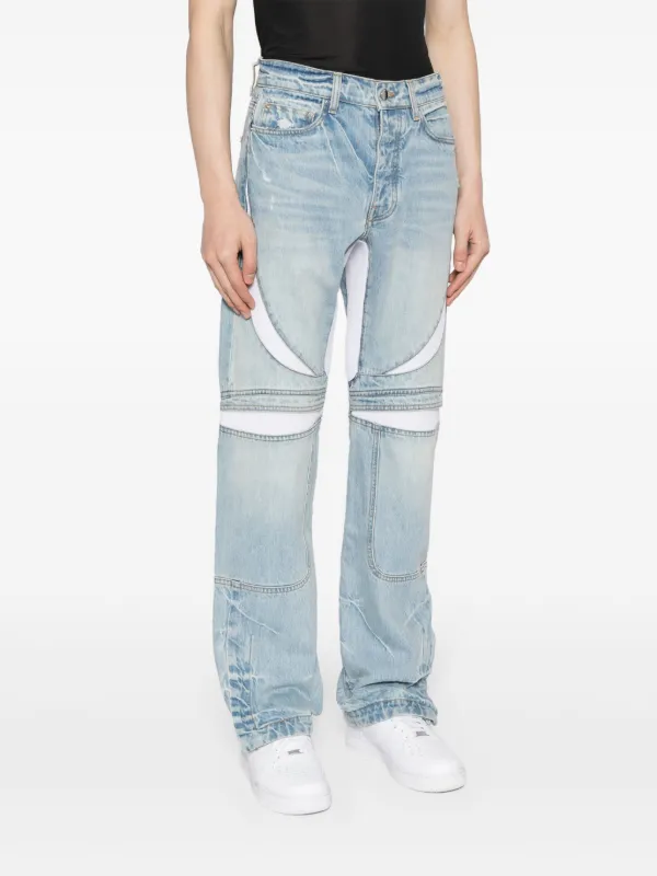 AMIRI MX3 ジーンズ クラッシュ&レイヤード ストリートスタイル AMIRI MX-3 ストレートジーンズ | ブルー | FARFETCH JP