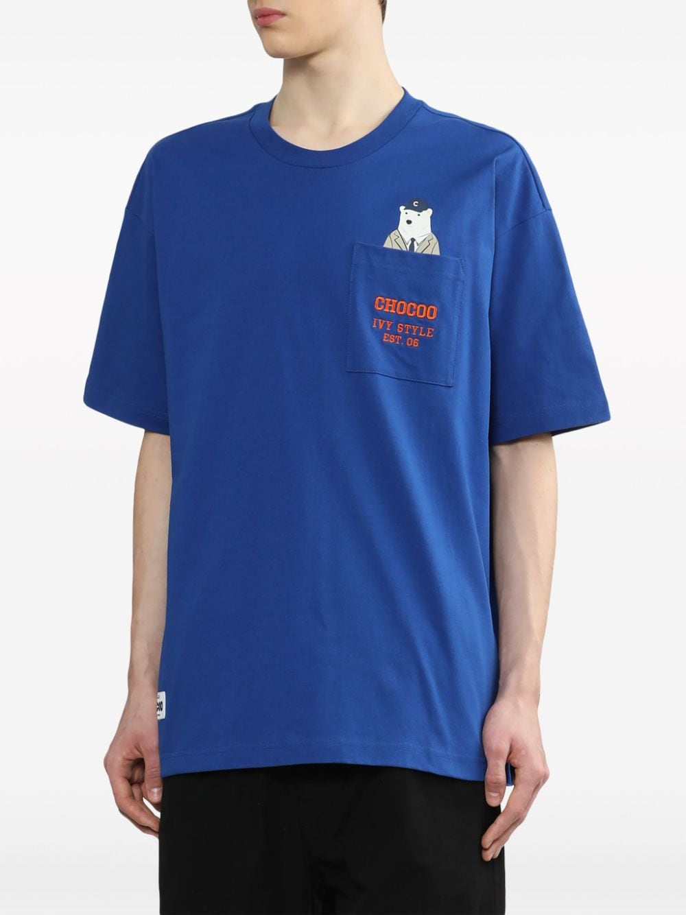 CHOCOOLATE Katoenen T-shirt met teddybeerprint Blauw