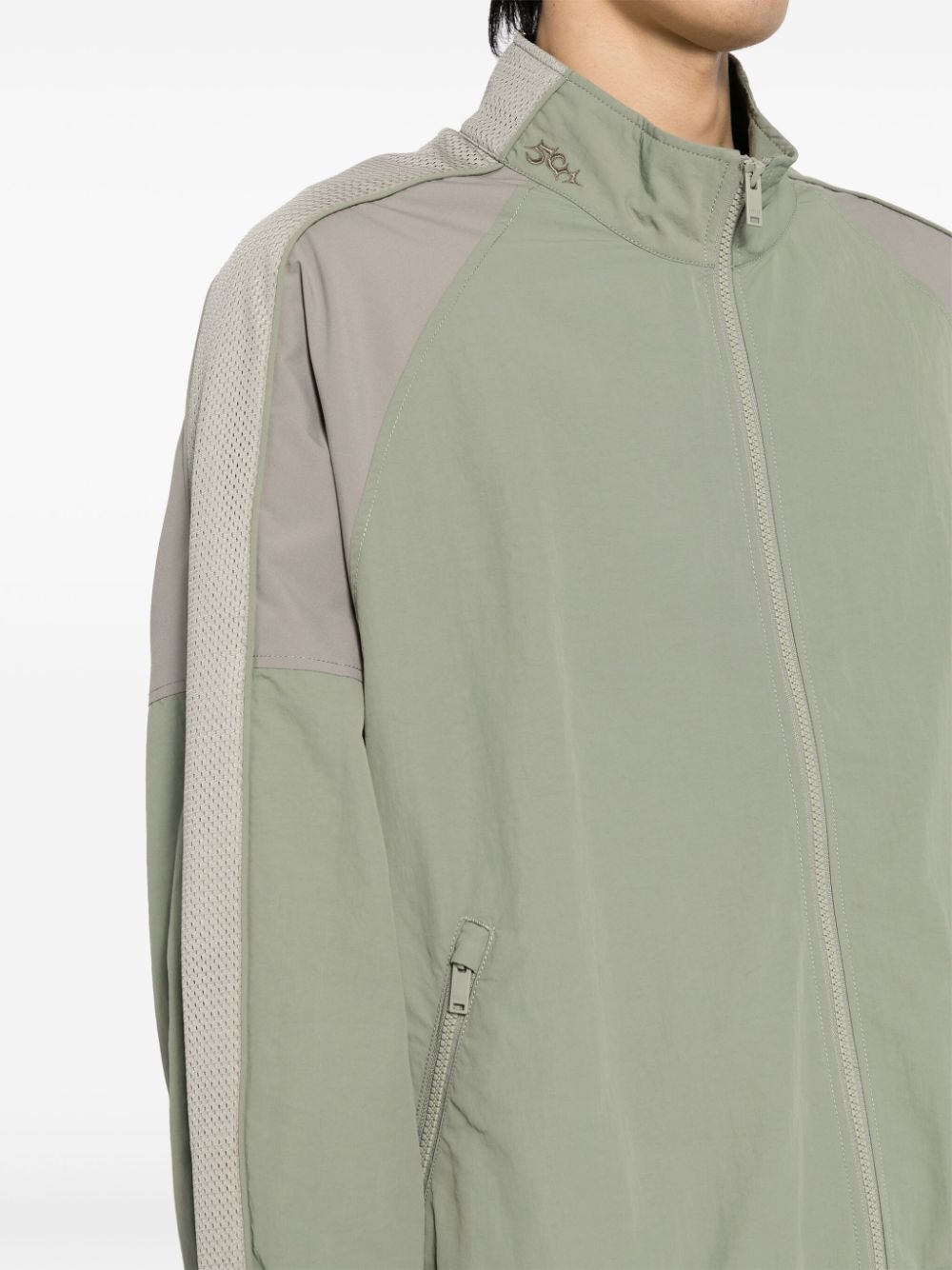 Shop Five Cm Panelled High-neck Jacket In Green