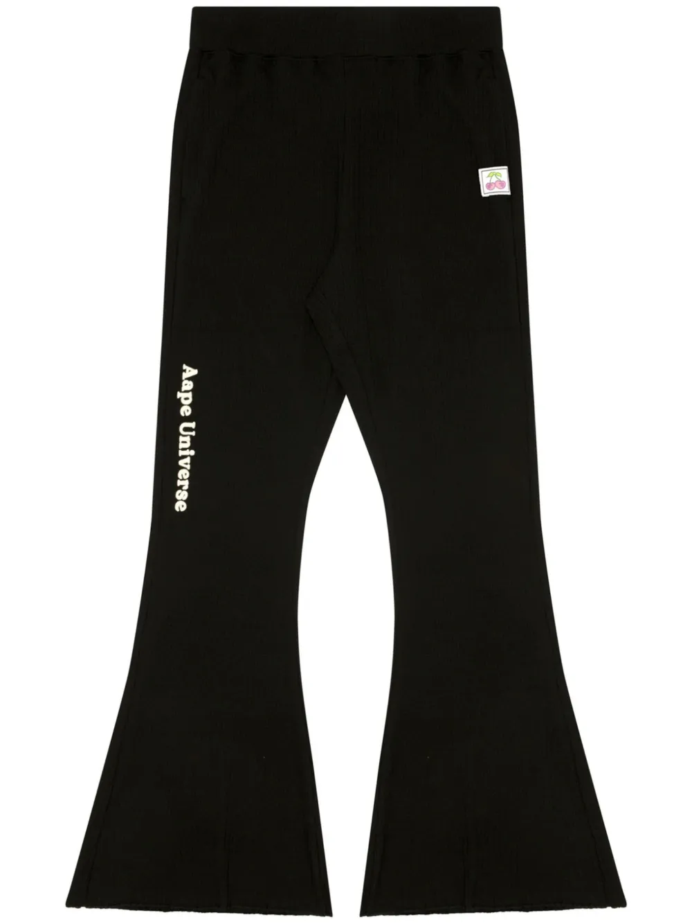 Aape By A Bathing Ape Ribbed-knit Flared Trousers In Black