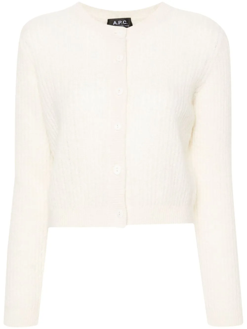Apc Milo Cable-knit Cardigan In Neutrals