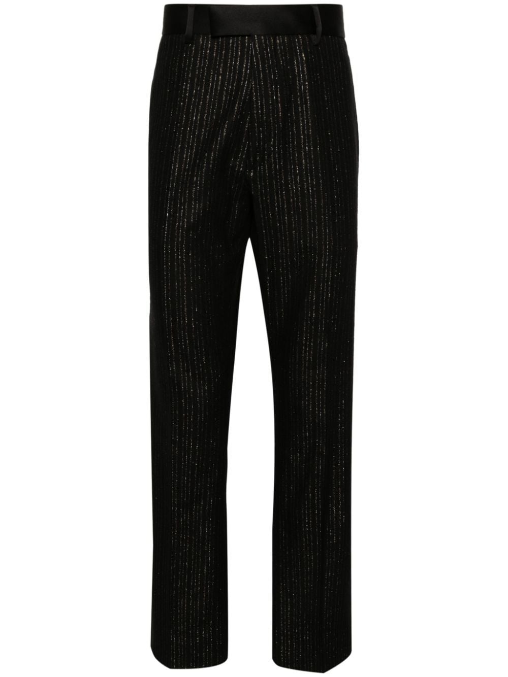 Amiri Pinstripe Tailored Trousers In Black
