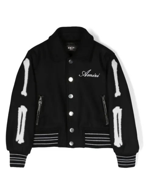 AMIRI KIDS Bones logo-embroidered bomber jacket