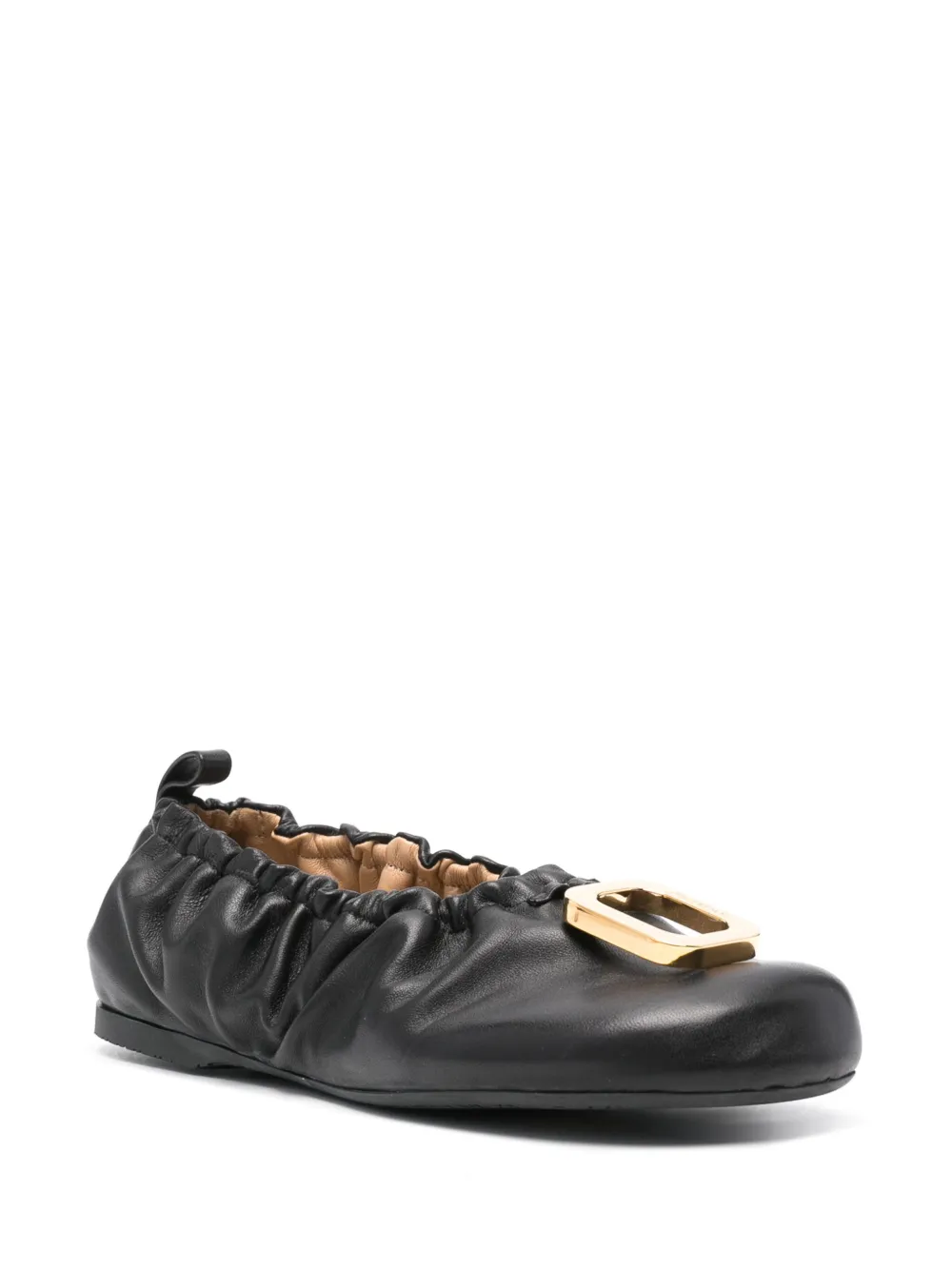 JW Anderson Leren ballerina's met JWA-treklip - Zwart