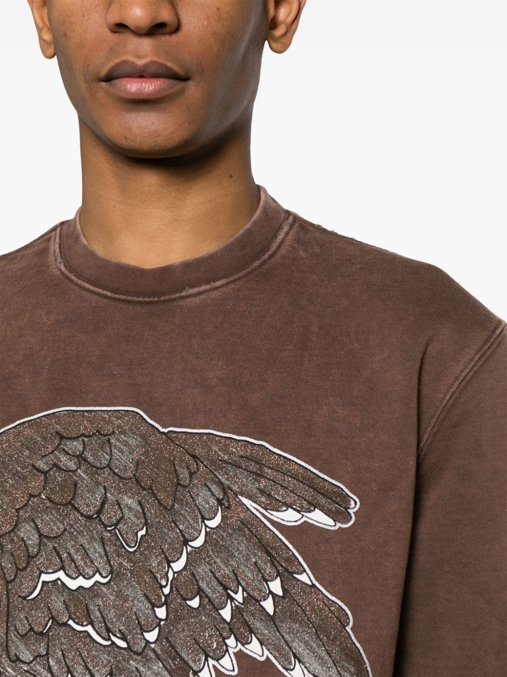 Shop Amiri Eagle-print Cotton Sweatshirt In Brown