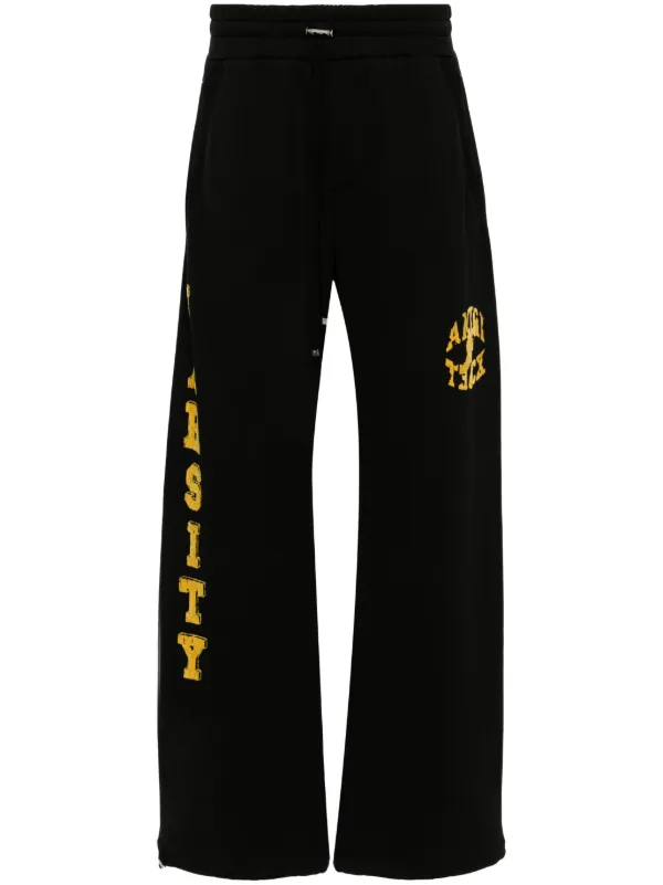 Amiri Flocked-logo Cotton Track Pants in Black
