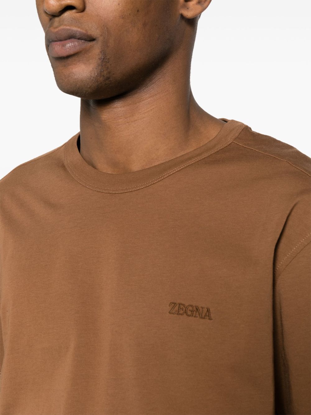 Zegna T-shirt met geborduurd logo Bruin