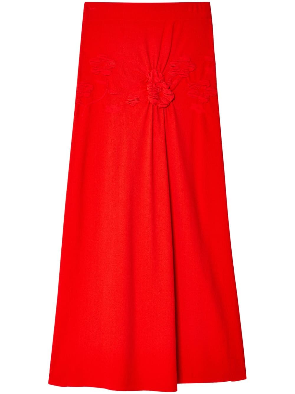 Shop Cecilie Bahnsen Smocked Midi Skirt In Red