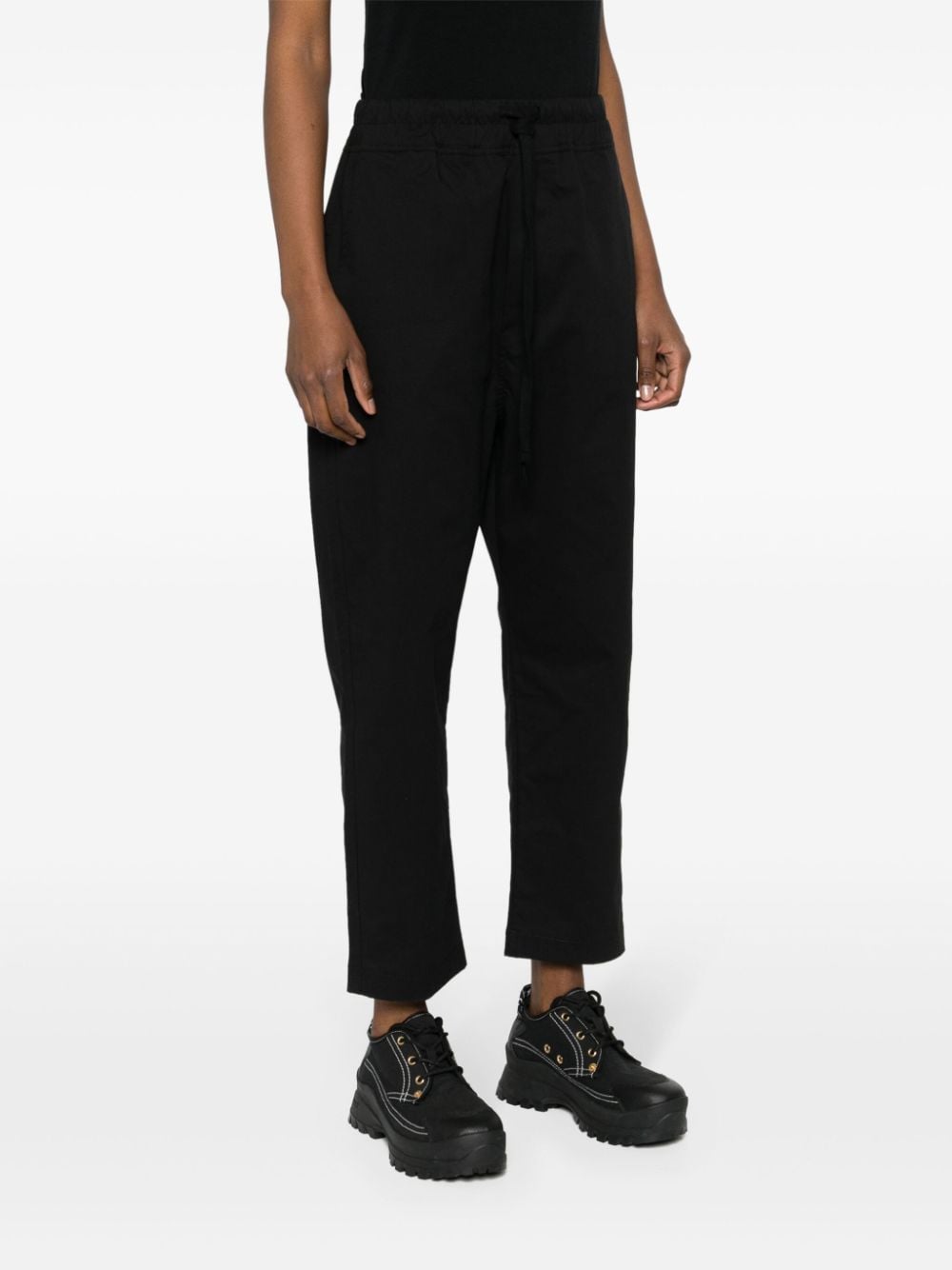 Shop Thom Krom Drop-crotch Straight-leg Cropped Trousers In Black