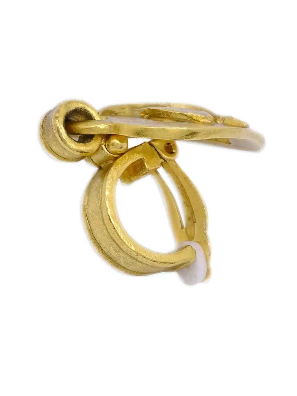 Pre-owned Chanel 1995 Cc Heart Dangle Clip-on Earrings In Gold