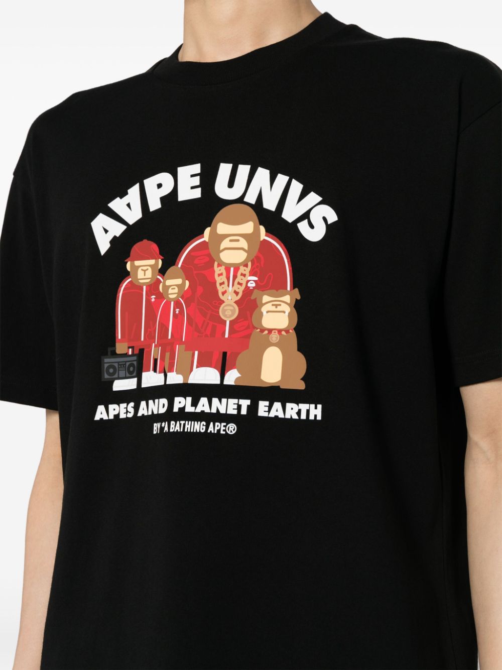 Shop Aape By A Bathing Ape Aape Unus-print Cotton T-shirt In Schwarz