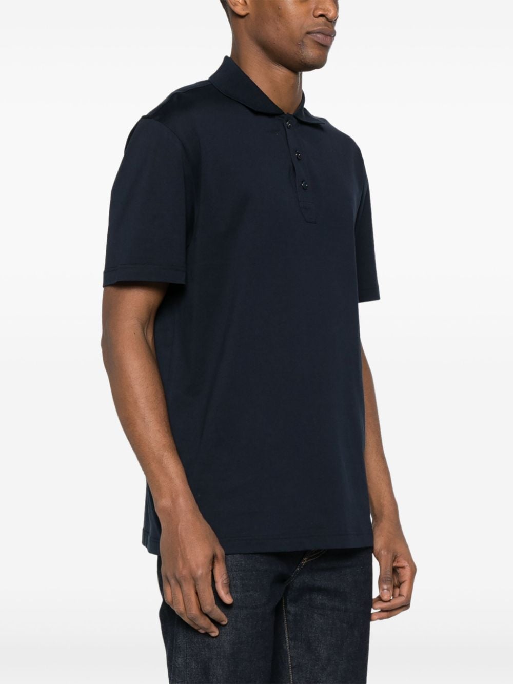 Shop Brioni Ribbed Cotton Polo Shirt In Blue