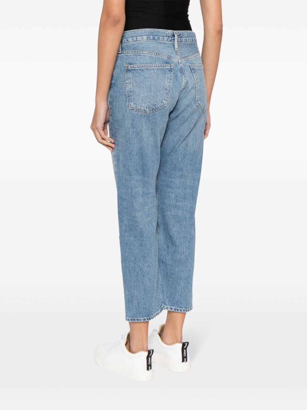 Shop Agolde Parker Mid-rise Cropped Jeans In Blue