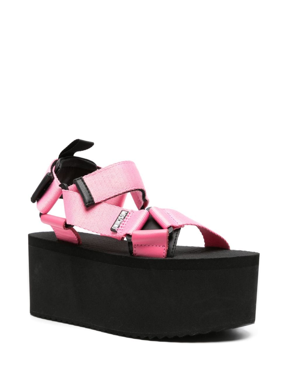 Shop Moschino Touch-strap Flatform Sandals In Black