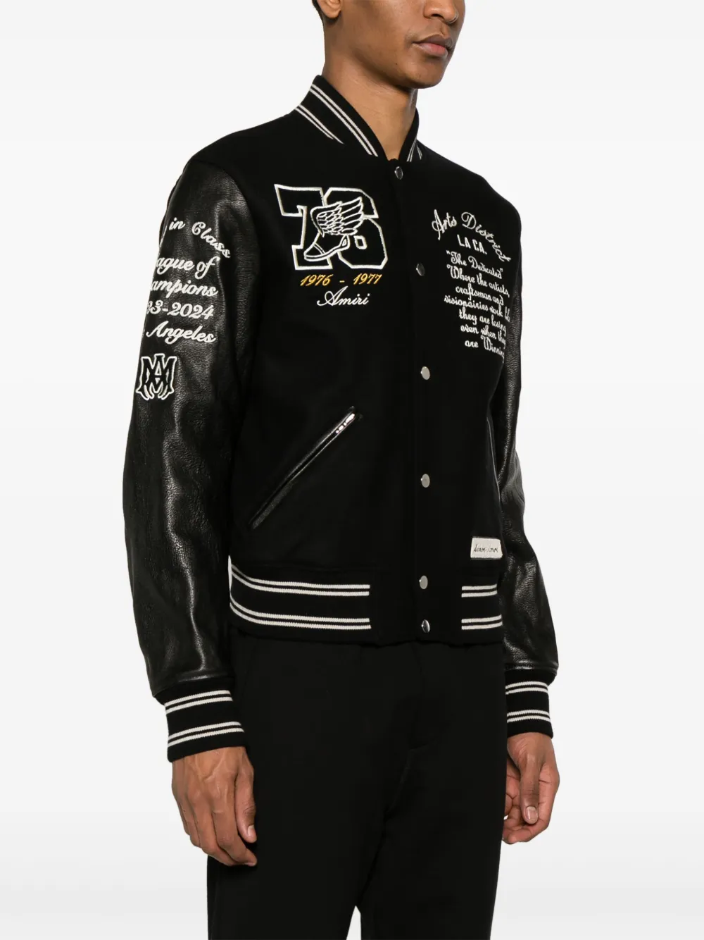 AMIRI Eagle Varsity leather-panelled Bomber Jacket - Farfetch