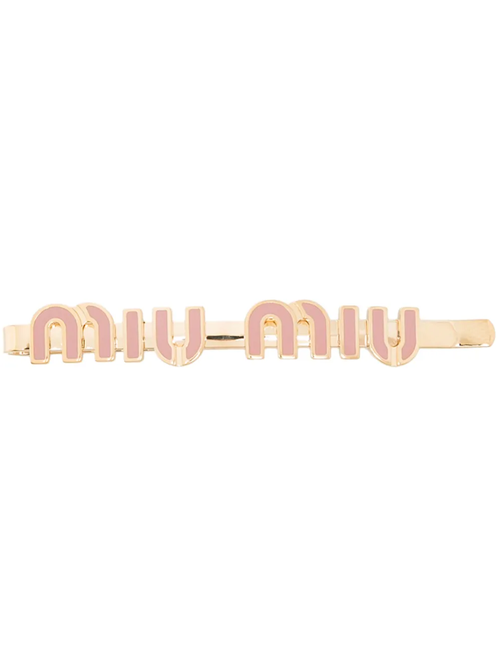 Miu Miu logo-lettering hairclip - Gold