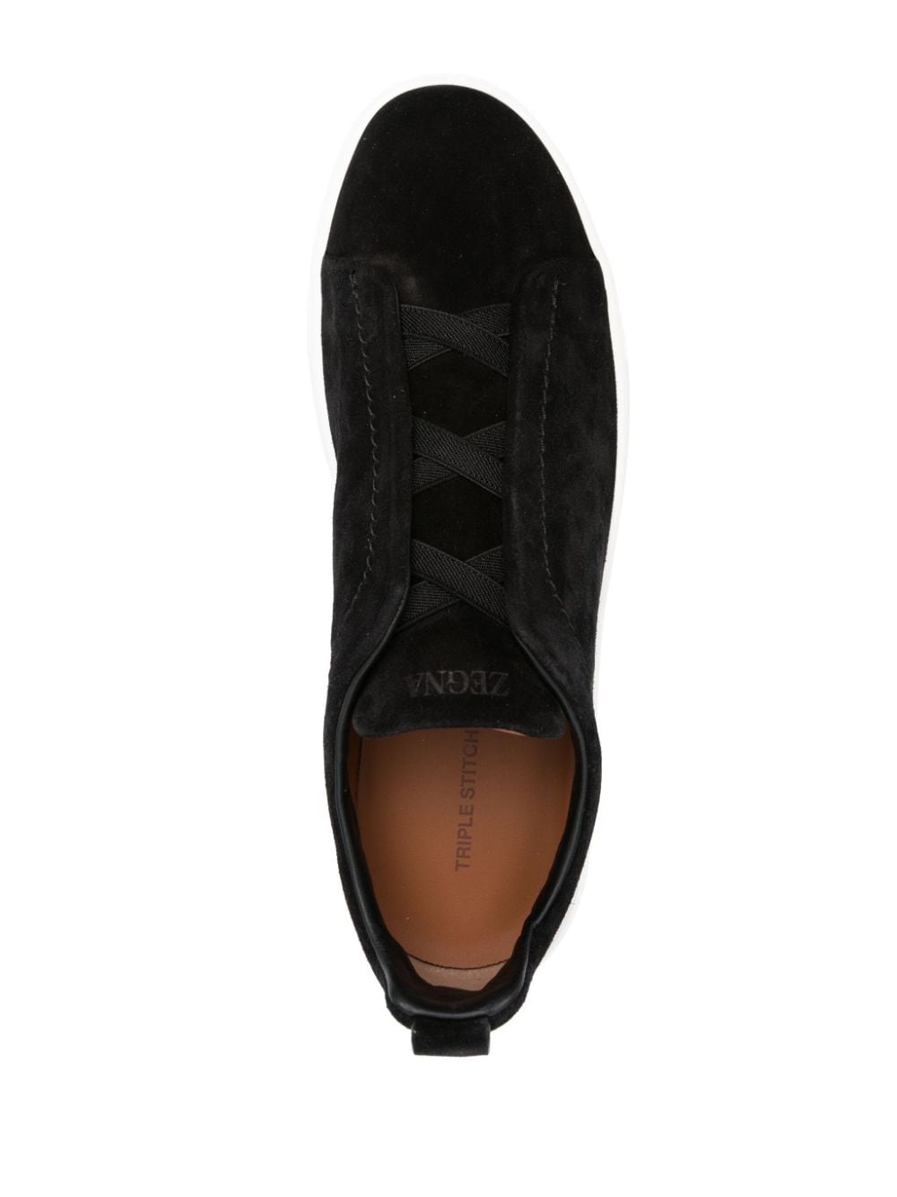 Shop Zegna Triple Stitch Leather Sneakers In Black