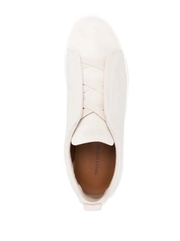 Zegna Triple Stitch レザースニーカー | ニュートラル