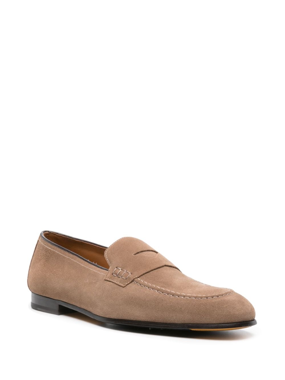 Shop Doucal's Penny-slot Suede Loafers In Brown