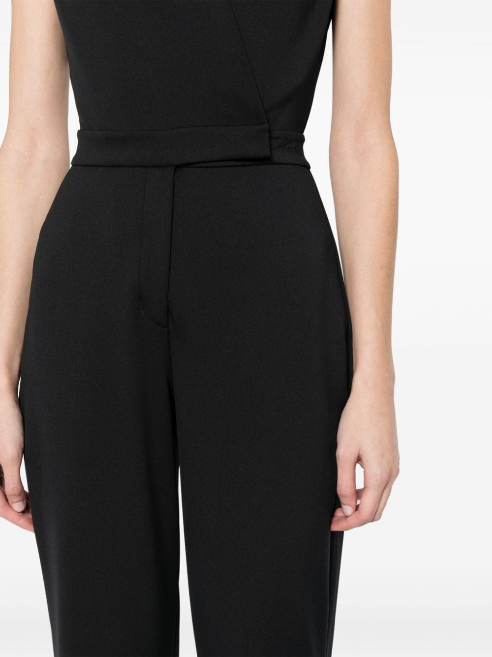 Shop Karl Lagerfeld Cap-sleeve Jumpsuit In Black