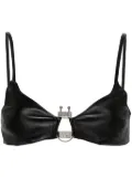 GCDS logo-plaque leather bralette - Black