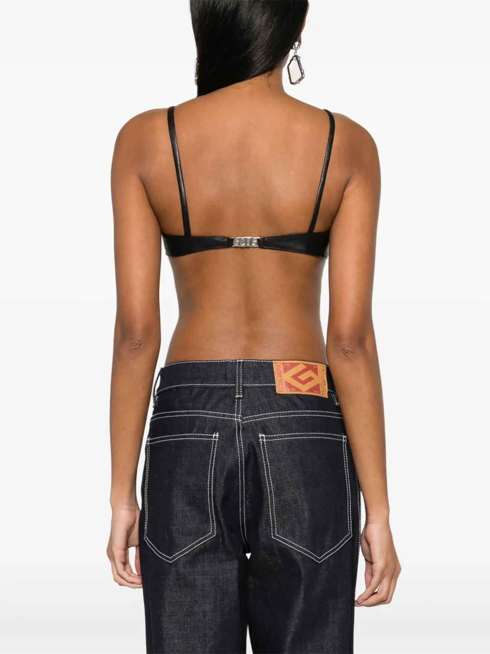 GCDS Leren bralette met logoplakkaat Zwart