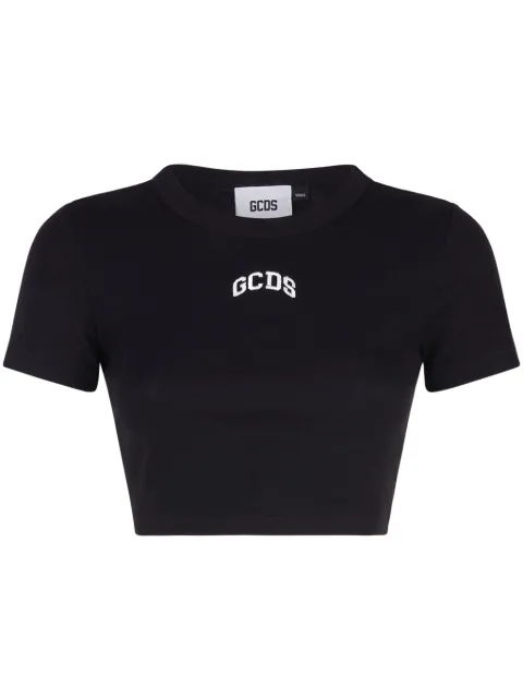 GCDS logo-embroidered cropped T-shirt