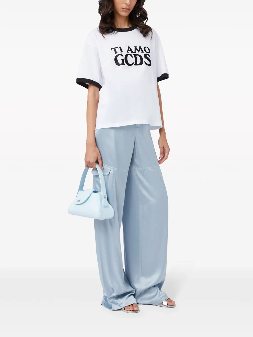 Shop Gcds Slogan-print Cotton T-shirt In White