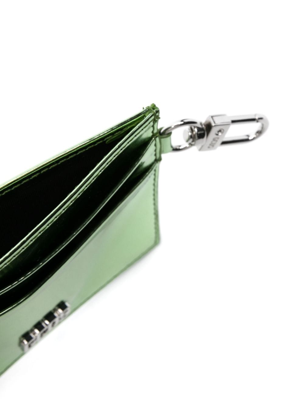 Shop Gcds Comma Mirror Leather Card Holder In Green
