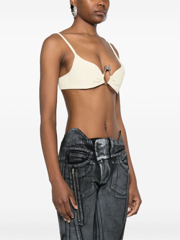 Gcds logo-plaque Leather Bralette - Farfetch