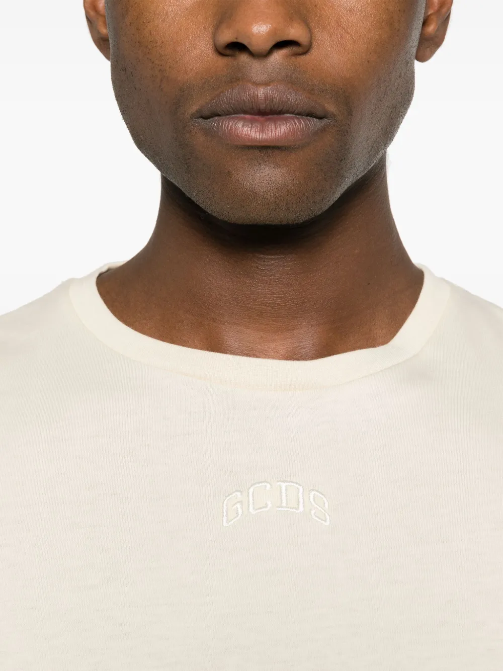 Gcds T-shirt met geborduurd logo Beige