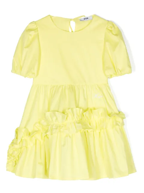 MSGM Kids vestido de popelina con volantes