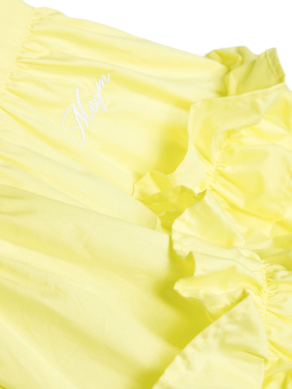 Shop Msgm Ruffled Poplin Dress In Yellow
