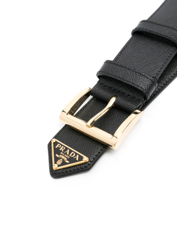 PRADA ブラックレザーベルト ロゴプレート付き PRADA ブラックレザーベルト ロゴプレート付き - メルカリ 小物