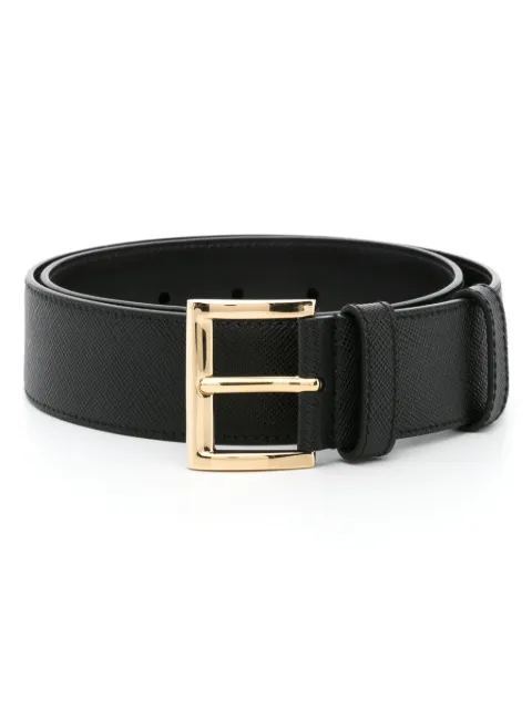 Prada logo-plaque leather belt