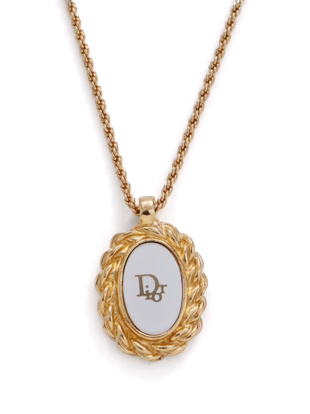 Christian Dior Pre-Owned 1995 pre-owned mirrored logo-pendant long necklace - Goud