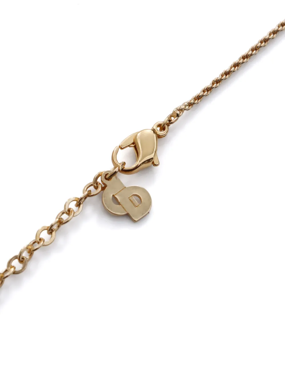Pre-owned Dior 1995 Mirrored Logo-pendant Long Necklace In Gold