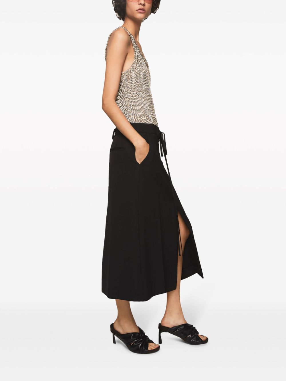 Shop Stella Mccartney A-line Wool Midi Skirt In Black