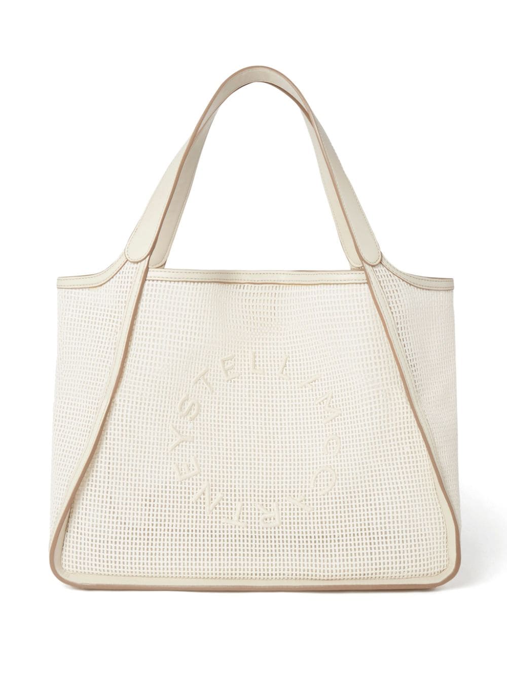 Shop Stella Mccartney Logo-embroidered Mesh Tote Bag In Neutrals