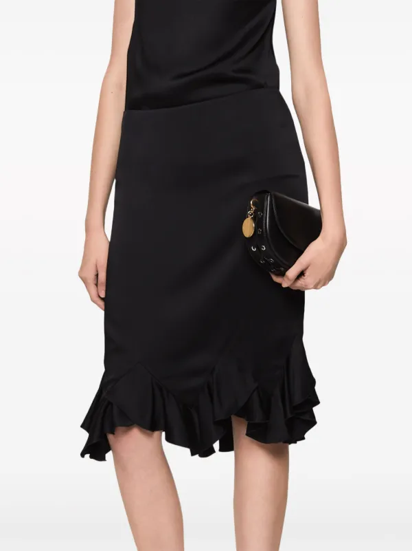 【送料&関税込】Stella McCartney Satin Midi Skirt Stella McCartney Ruffled Satin Midi Skirt | Black | FARFETCH JO