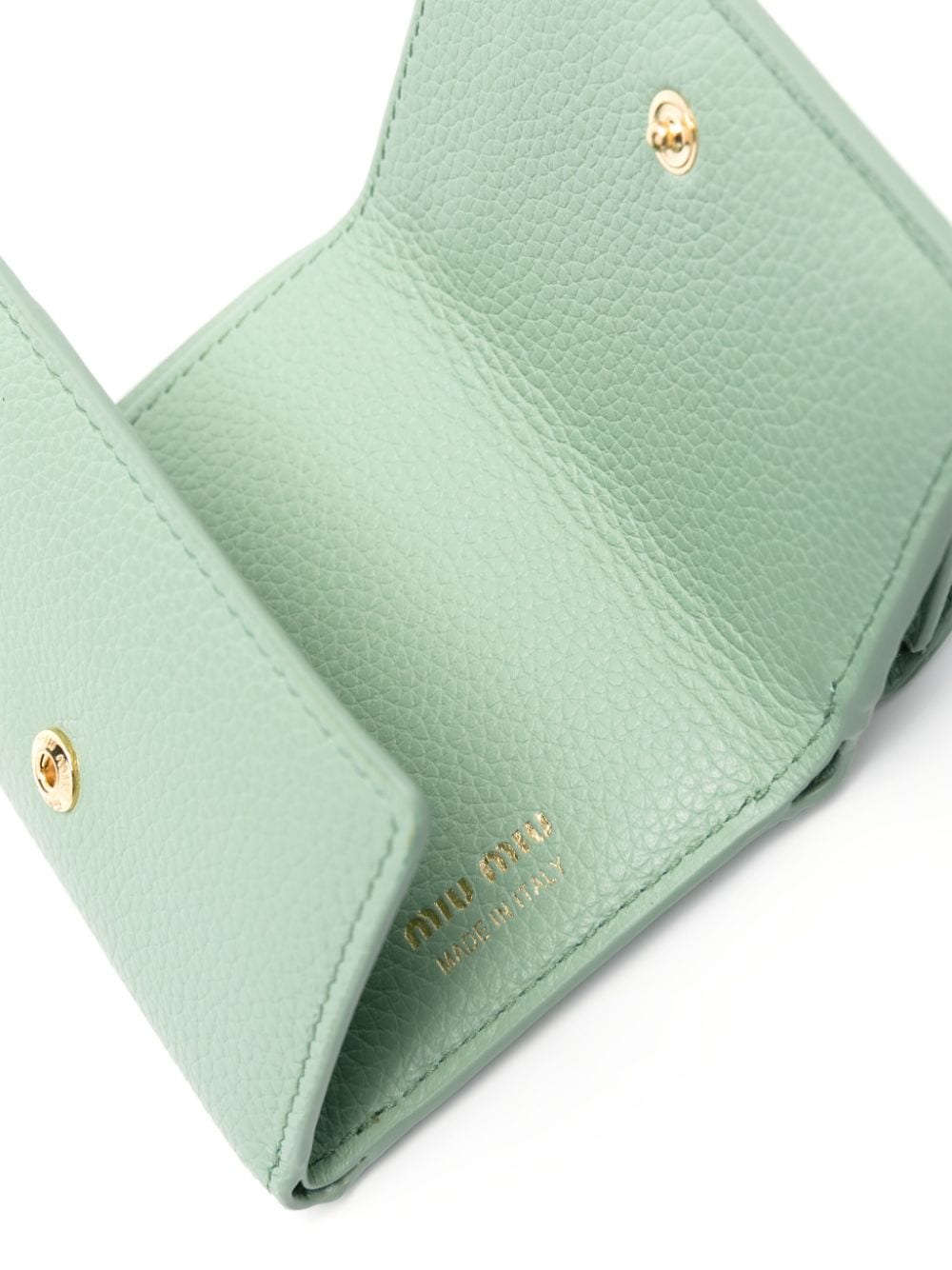 Shop Miu Miu Logo-plaque Leather Wallet In Green