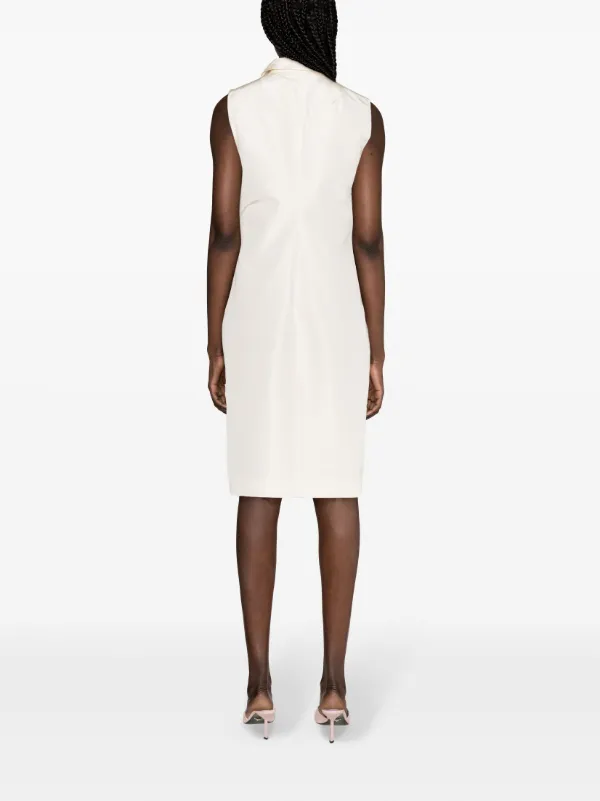 【プラダ・PRADA】Faille dress Prada Belted Faille Midi Dress | White | FARFETCH