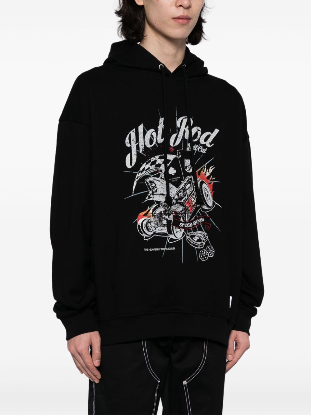 Shop Five Cm Terry Graphic-print Cotton Hoodie In Black