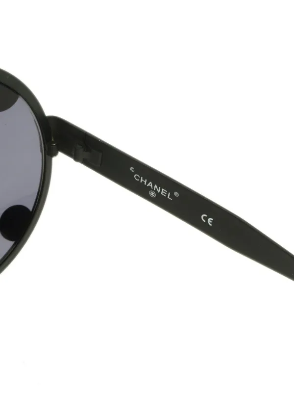 CHANEL Pre-Owned CC-logo round-frame Sunglasses Black FARFETCH IN