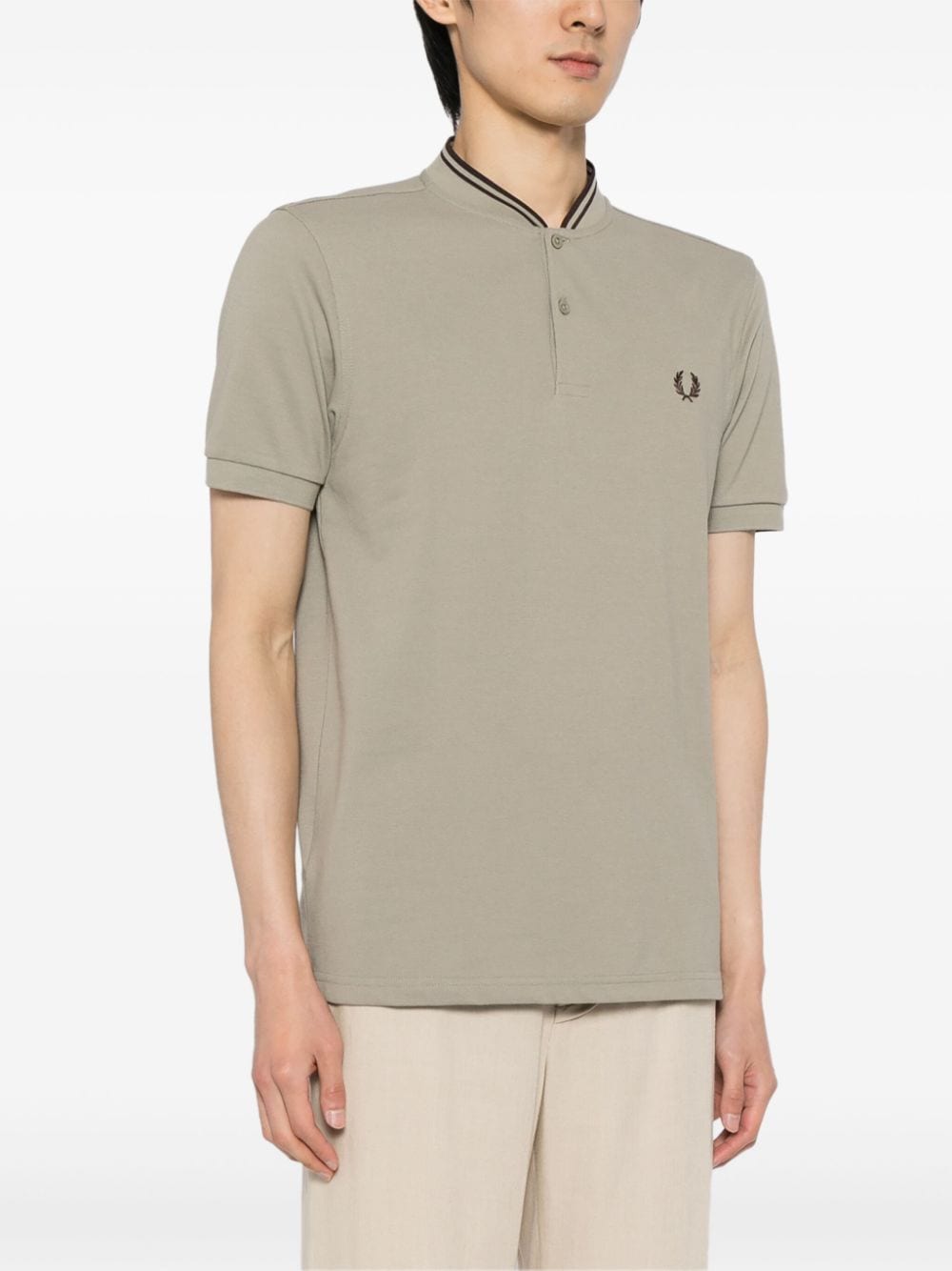 Shop Fred Perry Stripe-trim Cotton Polo Shirt In Brown