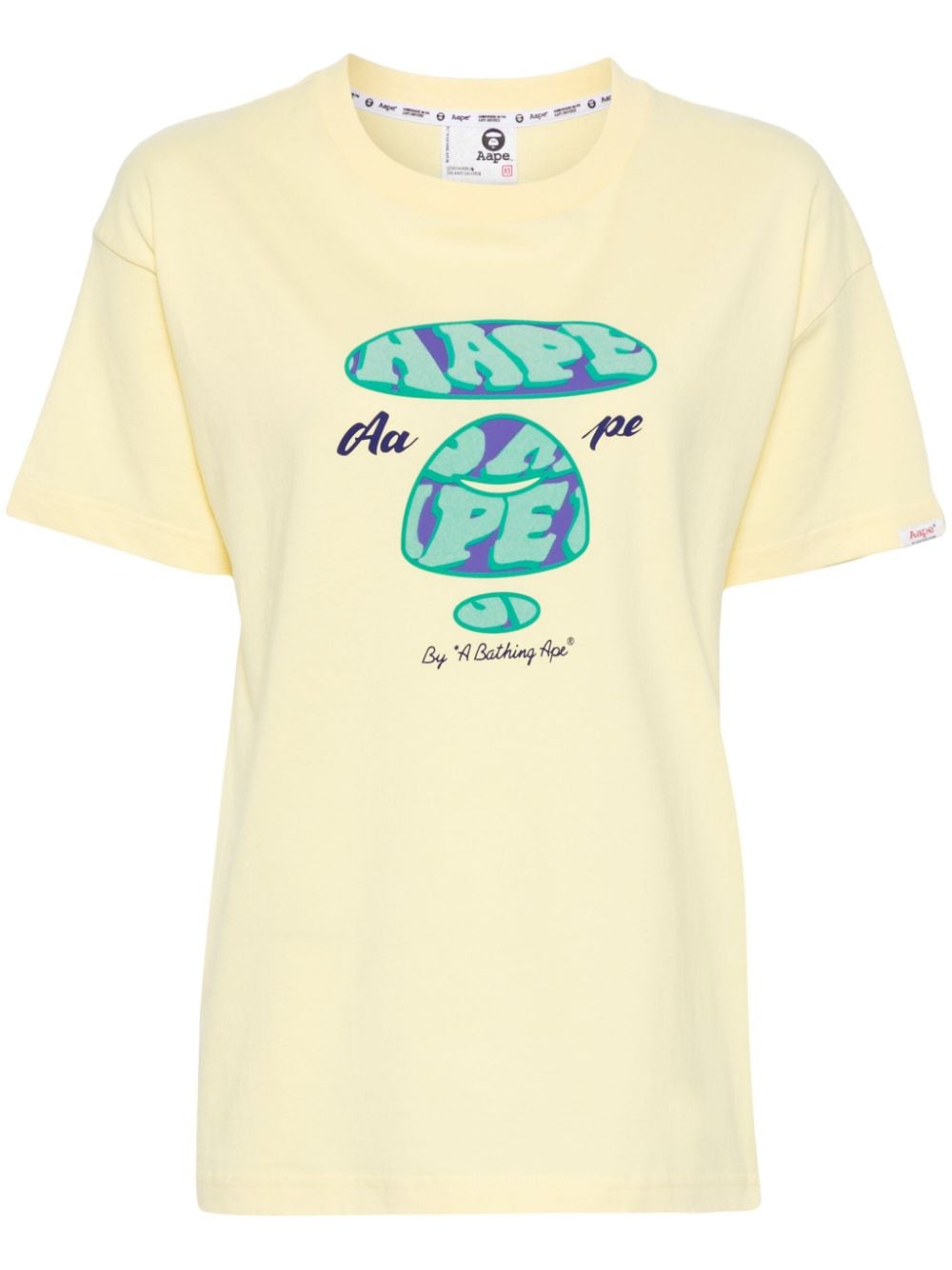 AAPE BY *A BATHING APE Katoenen T-shirt met logoprint Geel