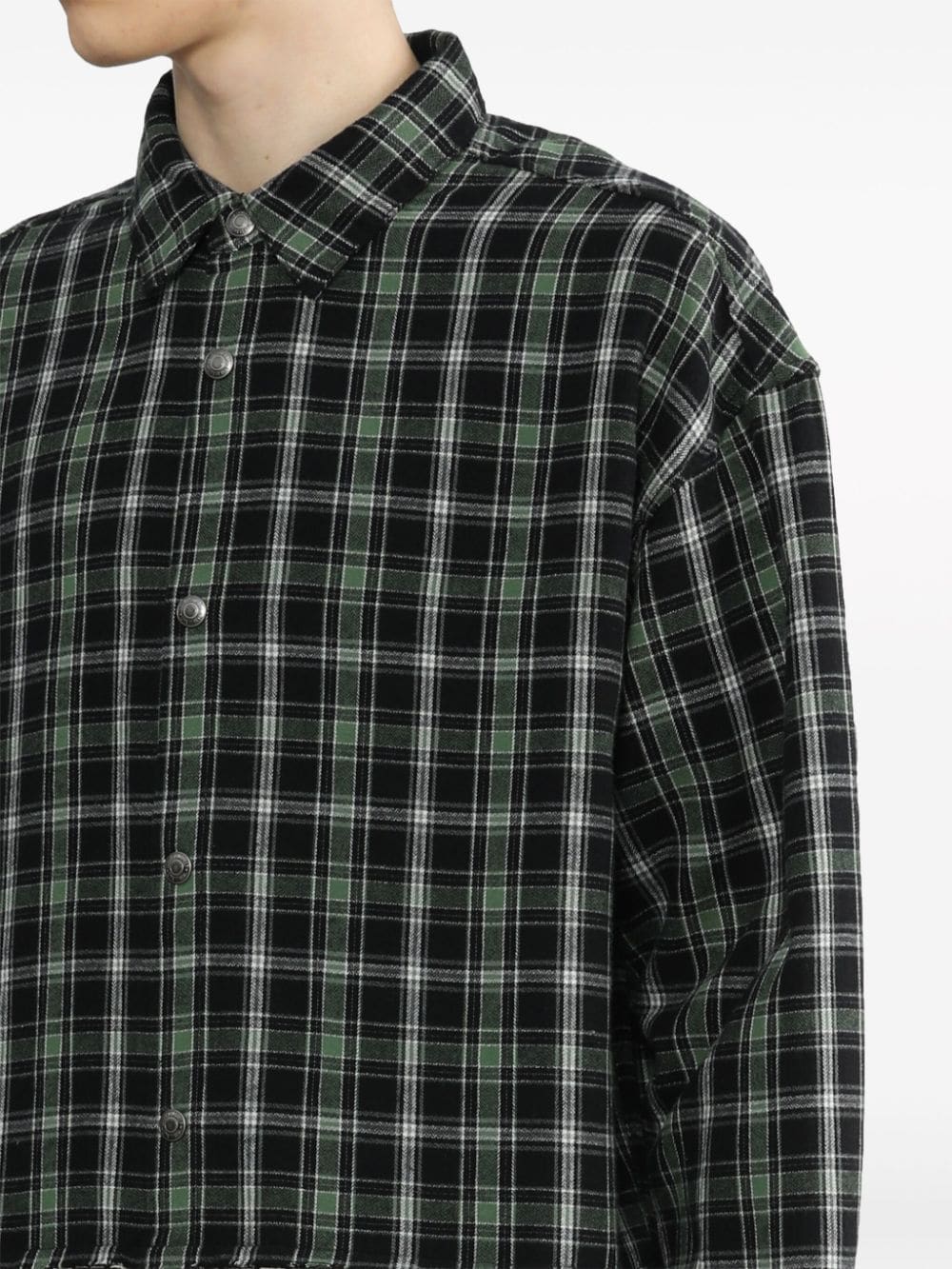 Shop Izzue Checked Cotton Shirt In Green