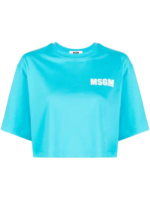 MSGM logo印花短款棉T恤